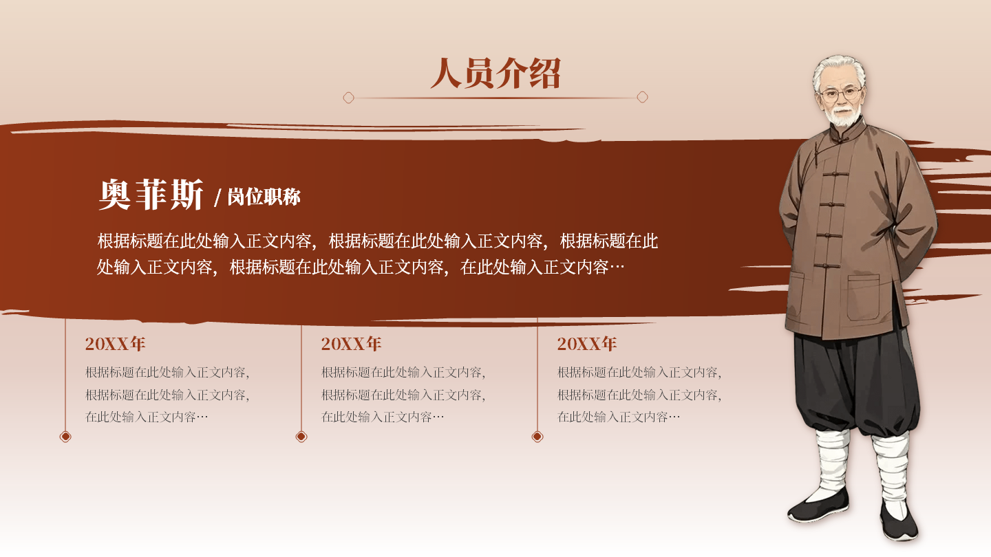 人员介绍-红色古风教学课件汇报关系页PPT单页 