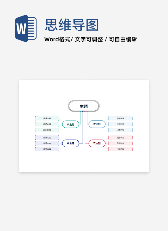 思维导图-彩色简约横向分类总结通用