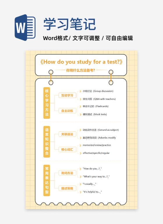 学习笔记-初三英语上册橙色word模板