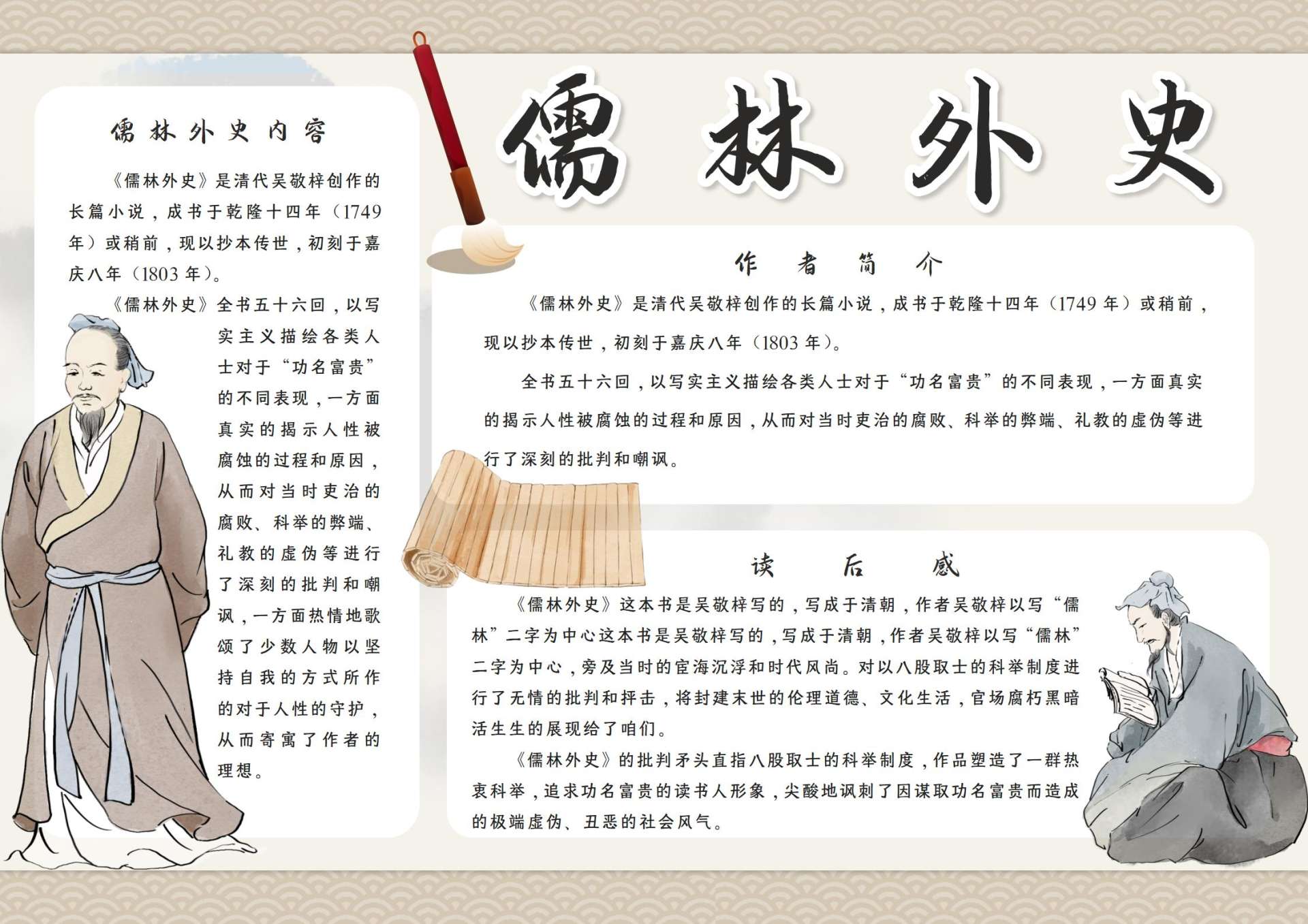 儒林外传手抄报wrod模板