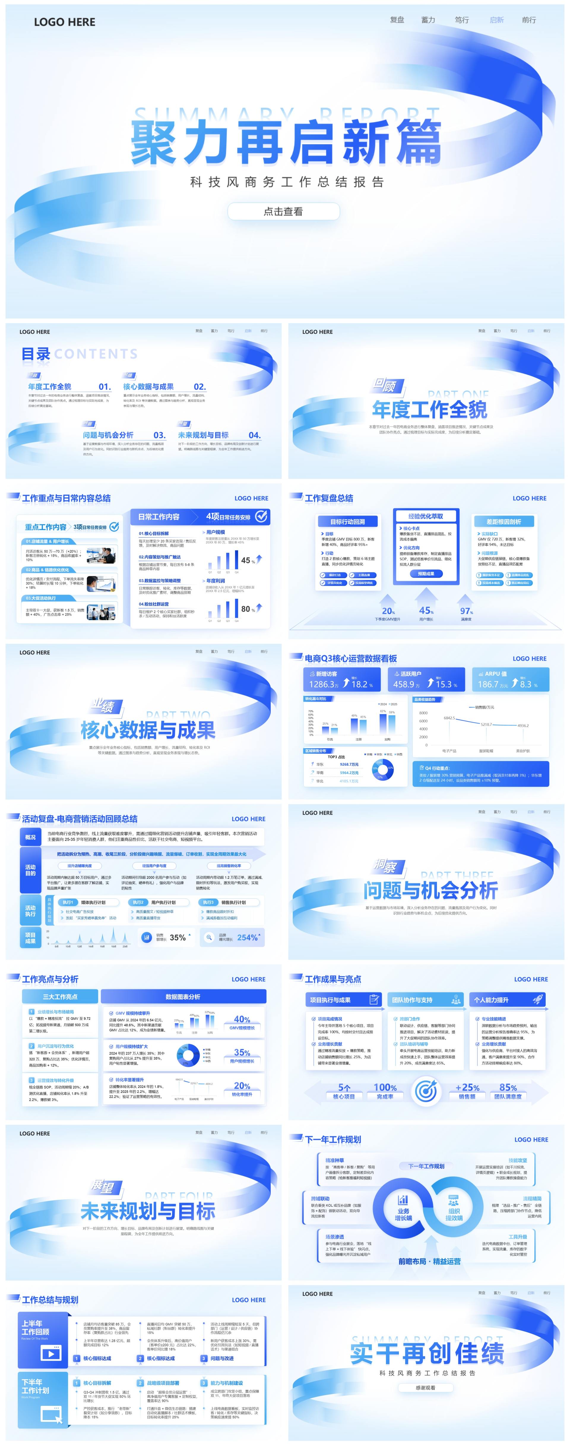 蓝色互联网科技风商务项目工作汇报PPT模糊