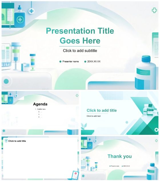 绿色扁平小清新风医疗人员护理个案报告PPT主题模板