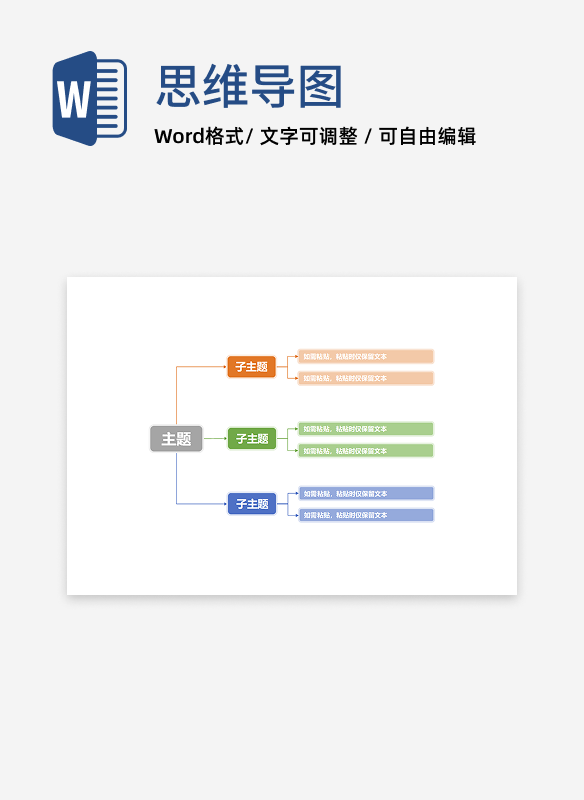 思维导图-四色简约思维导图word模板