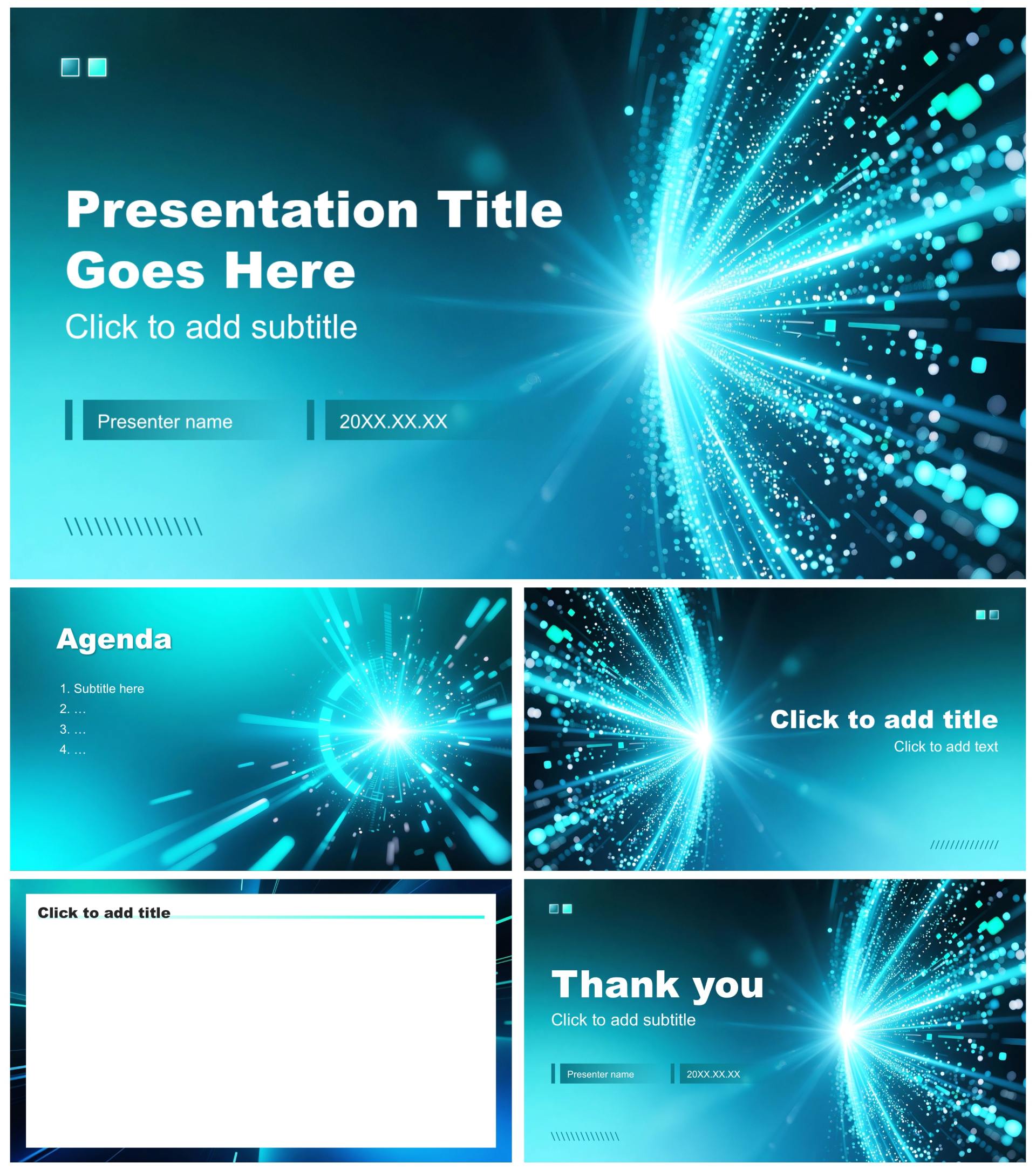 绿色科技风粒子发散大学生就业报告PPT主题模板