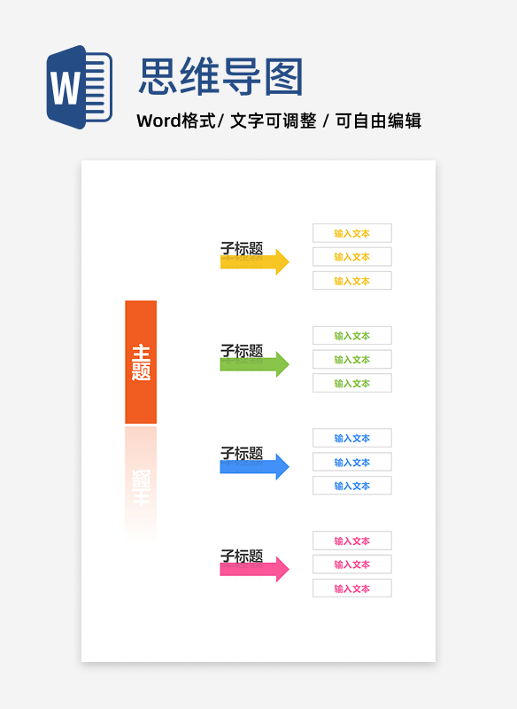 思维导图-彩色箭头创意竖版思维导图