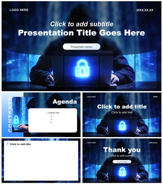 蓝色简约风校园网络安全科普教育PPT主题模板