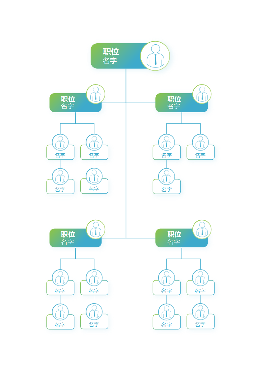 组织架构-蓝绿简约竖版头像通用word模板