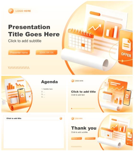 橙黄色渐变商务风述职汇报工作总结PPT主题模板
