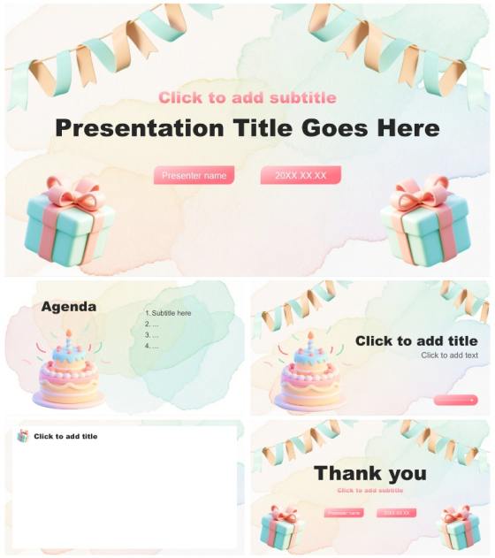 粉色小清新风企业生日会活动策划方案PPT主题模板