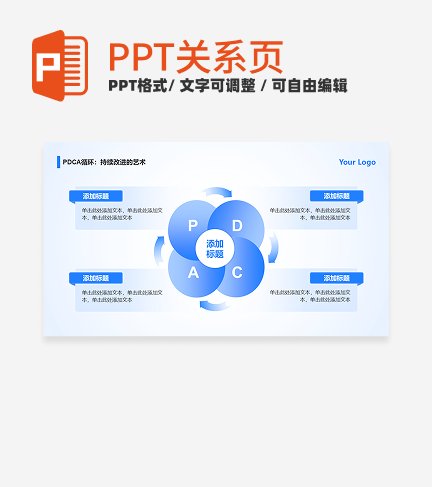 蓝色渐变箭头4项PDCA闭环PPT单页