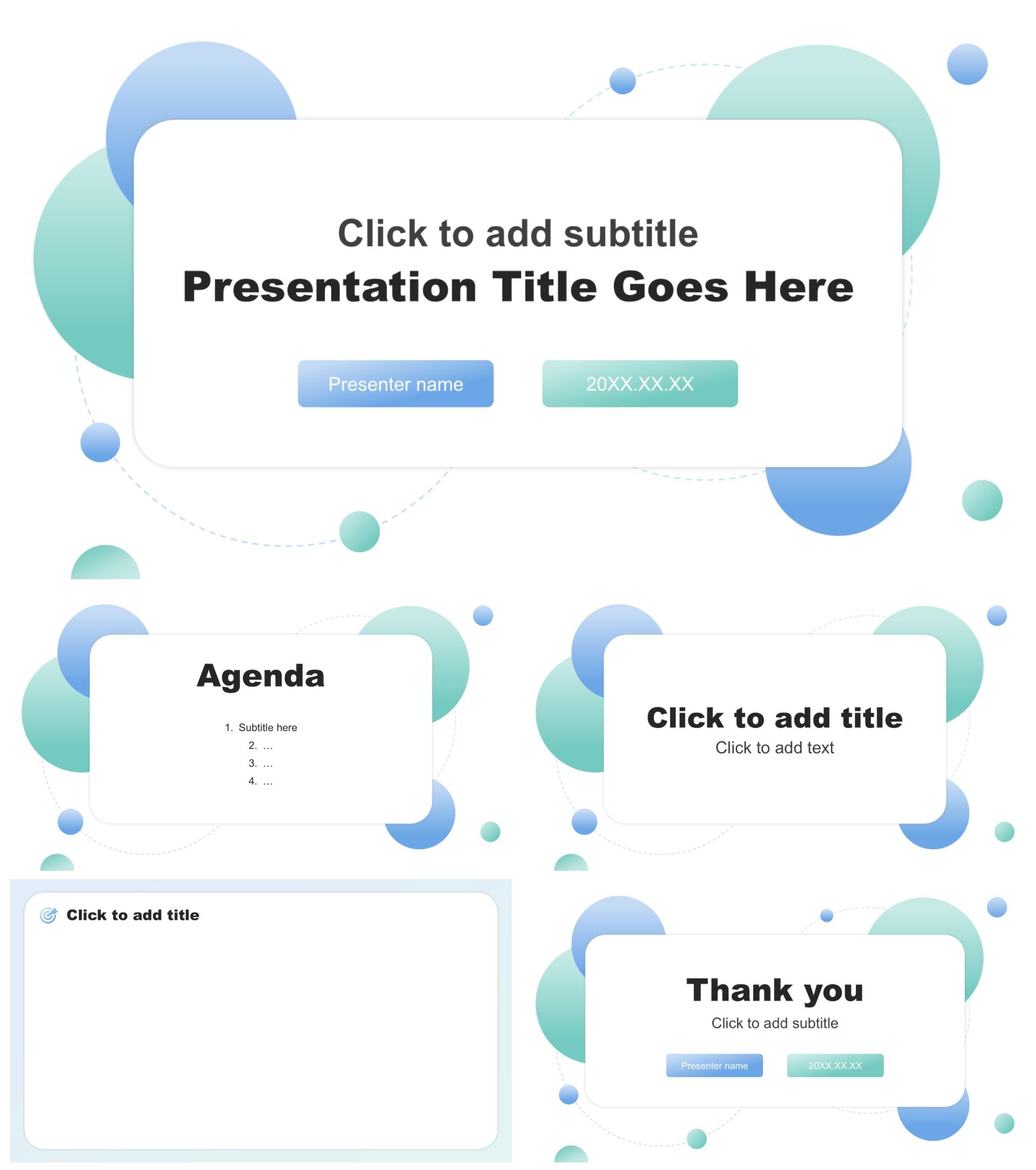 蓝绿几何简约风Q2季度复盘总结PPT主题模板