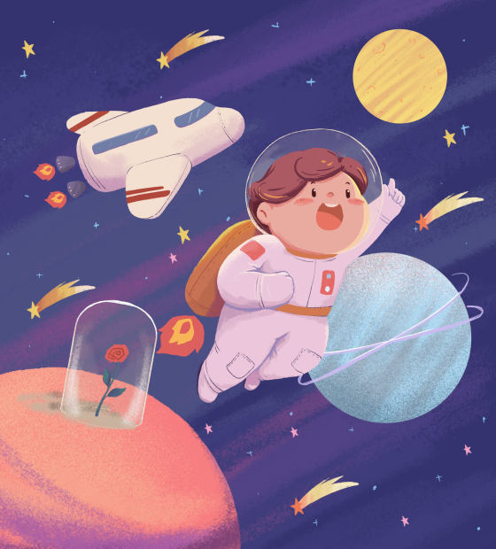 宇航员宇宙卡通插画