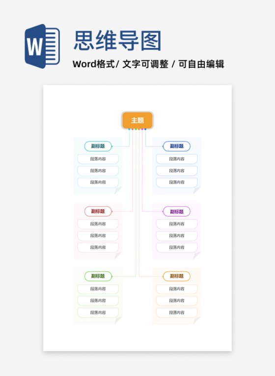 思维导图-竖版彩色矩形便利贴简约几何模板简约