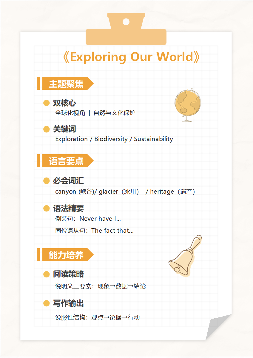 学习笔记-高三英语上册橙色word模板