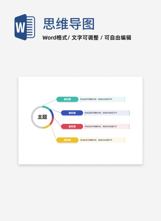 思维导图-彩色环形通用简约几何横板放射