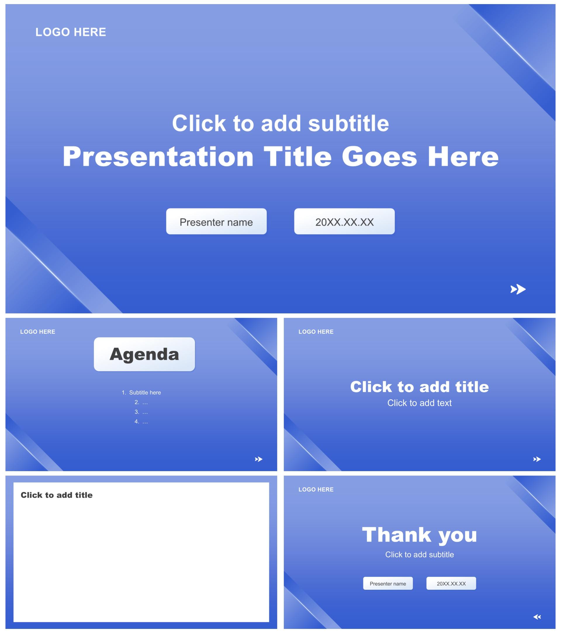 蓝色渐变简约风Q2季度复盘总结汇报PPT主题模板