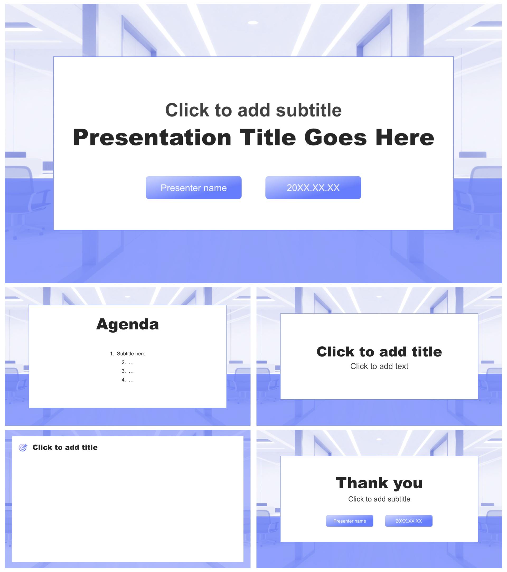 蓝紫渐变简约风季度复盘总结汇报PPT主题模板