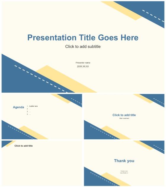 黄蓝简约商务主题模板