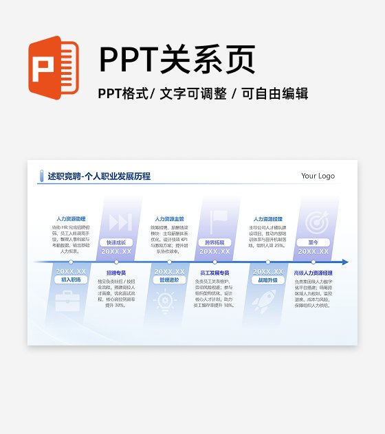 蓝紫色简约职业发展历程述职竞聘工作汇报PPT单页