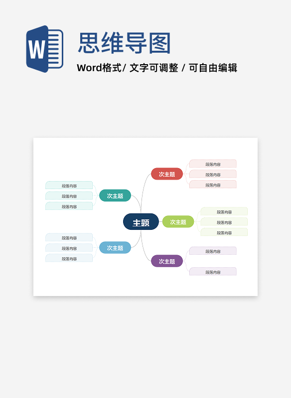 思维导图-几何双向横板思维导图