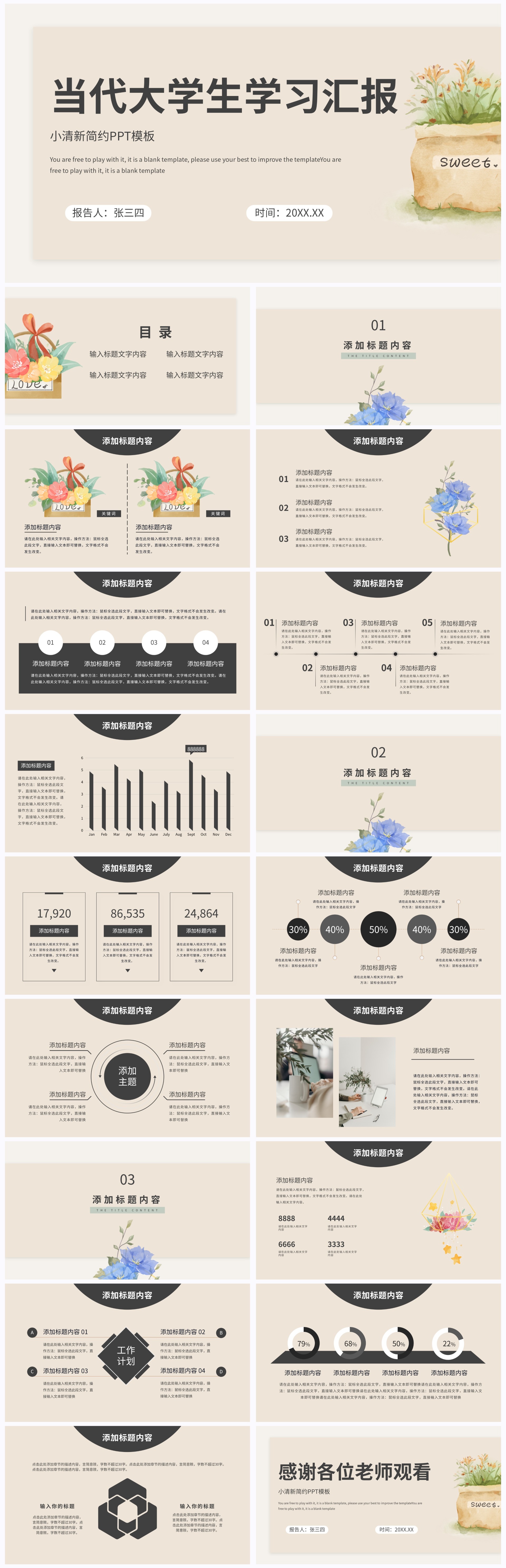 小清新当代大学生学习汇报