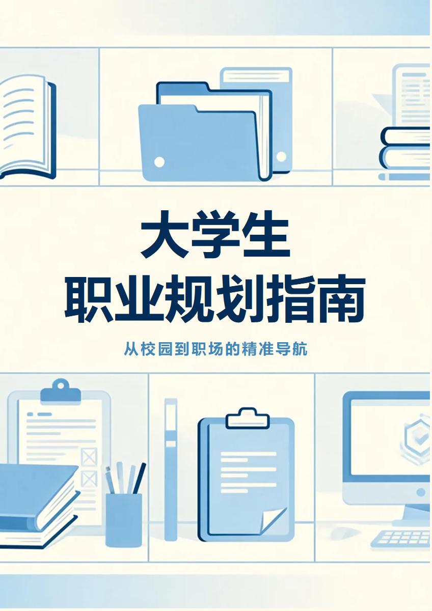 蓝色商务扁平插画风大学生职业规划指南