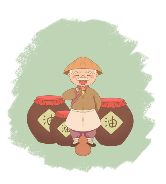 卖油翁童话故事插画