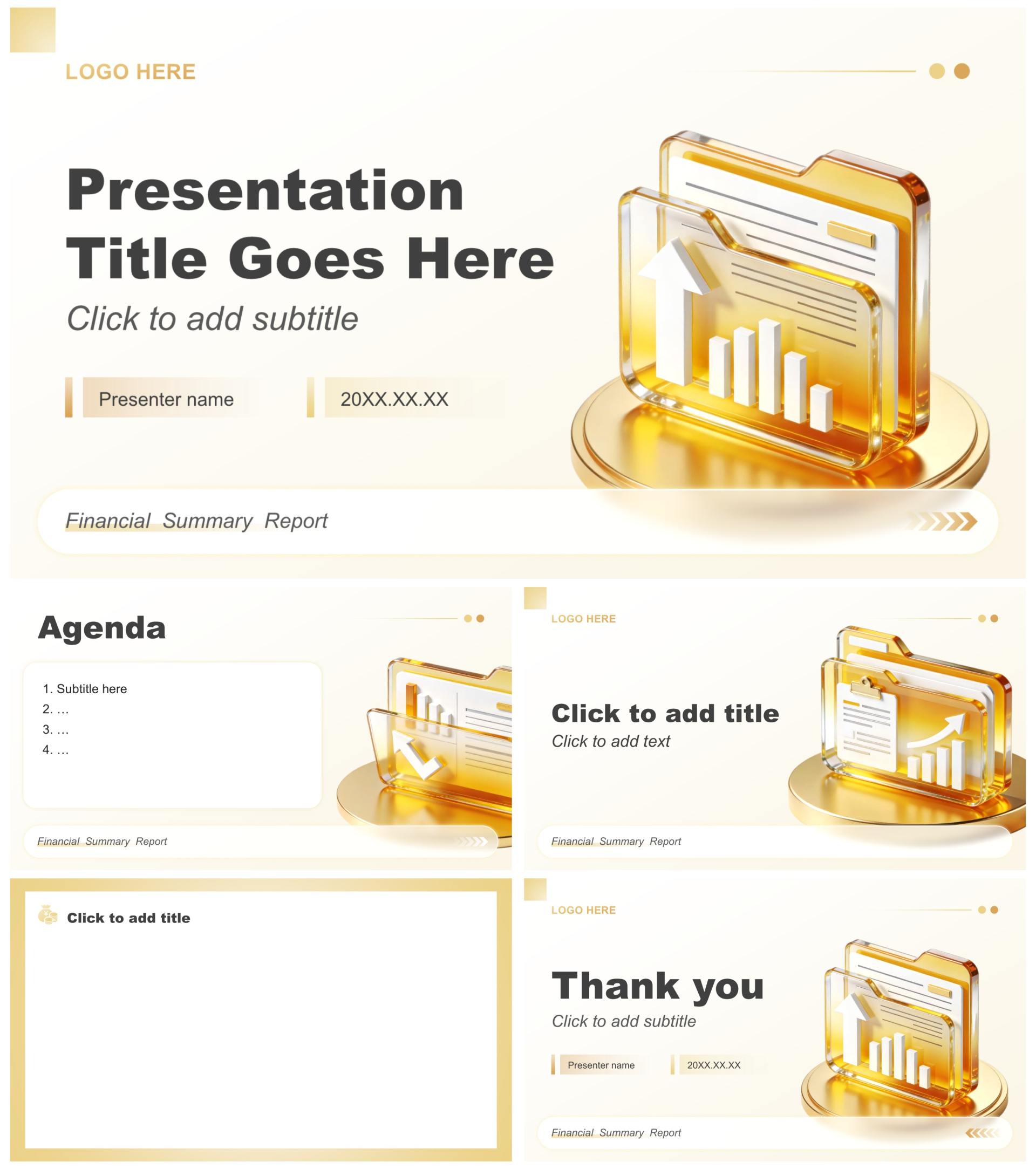 金色商务风企业财务总结述职报告PPT主题模板