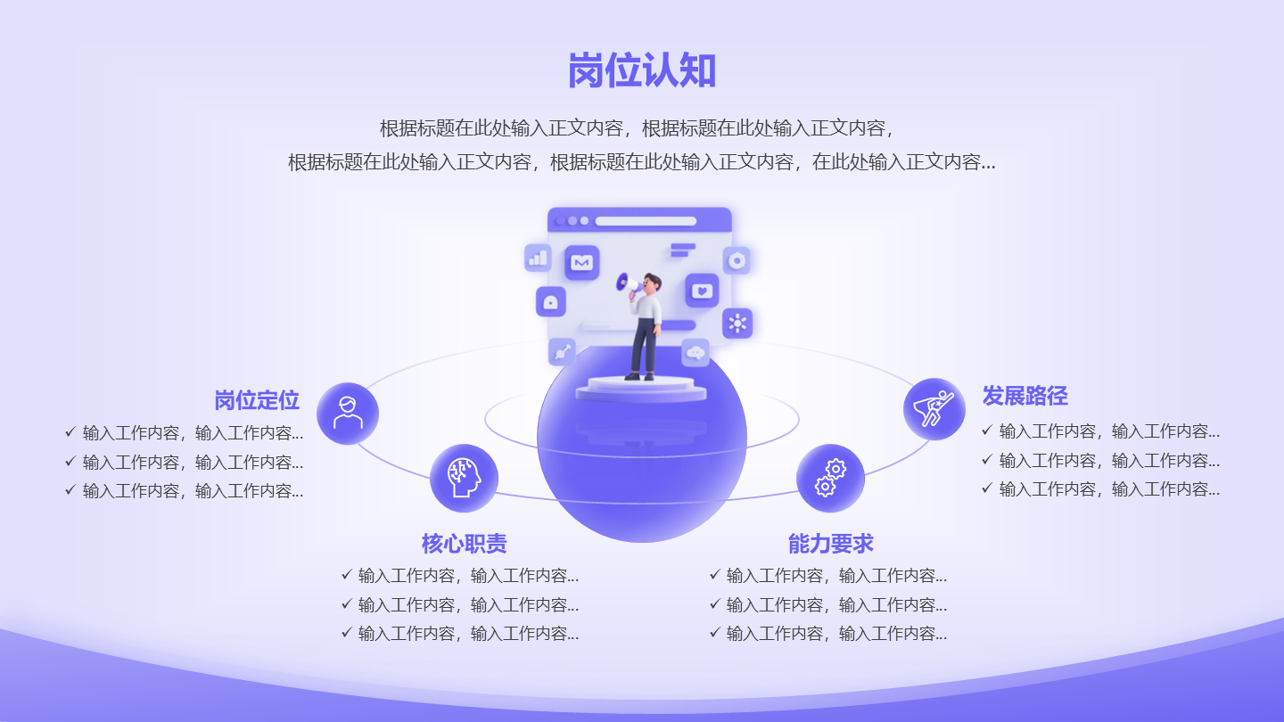 岗位认知-紫色简约风岗位述职关系页PPT单页