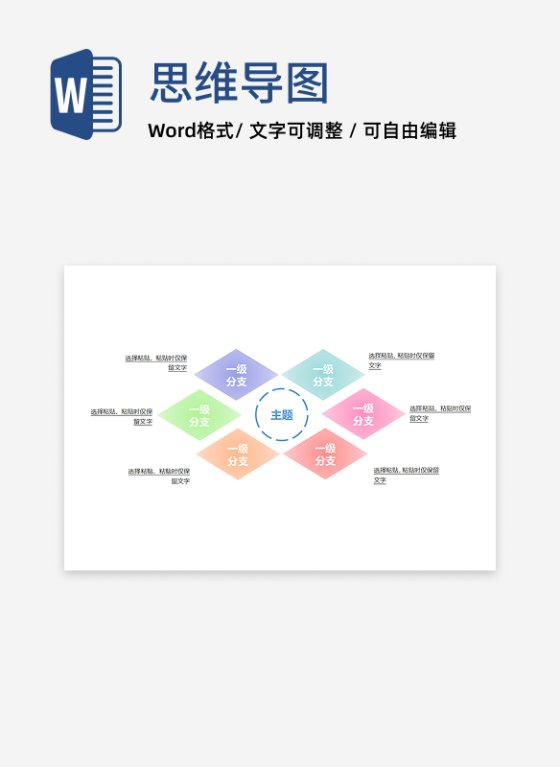 思维导图-彩色简约双向菱形思维导图