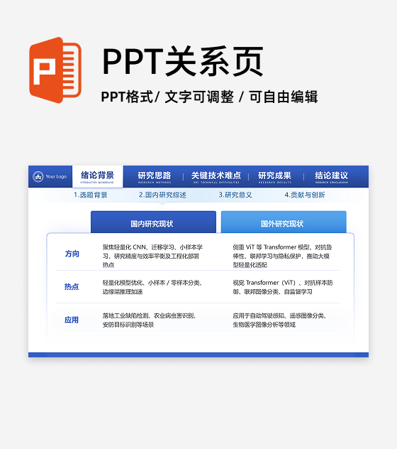 国内外研究现状-学术风毕业答辩汇报PPT单页