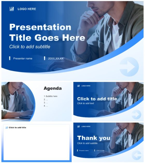 蓝色商务风项目汇报中期复盘总结PPT主题模板