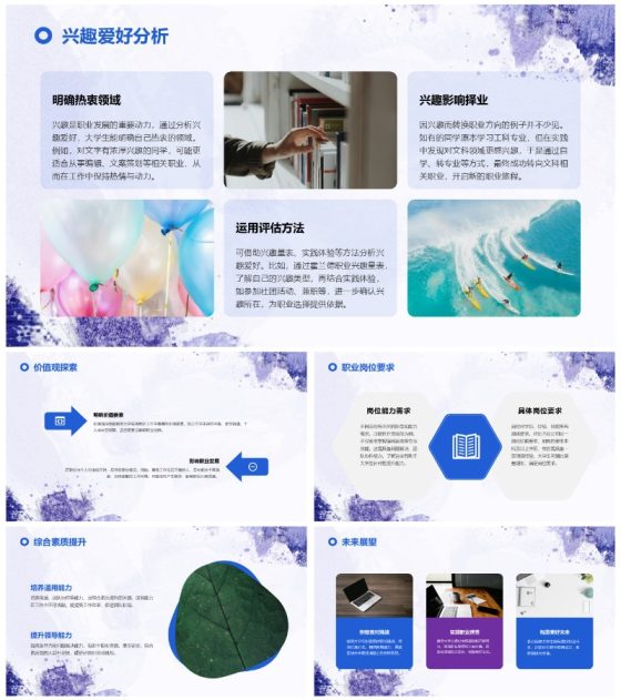紫色简约大学生职业规划与竞争力塑造PPT模板