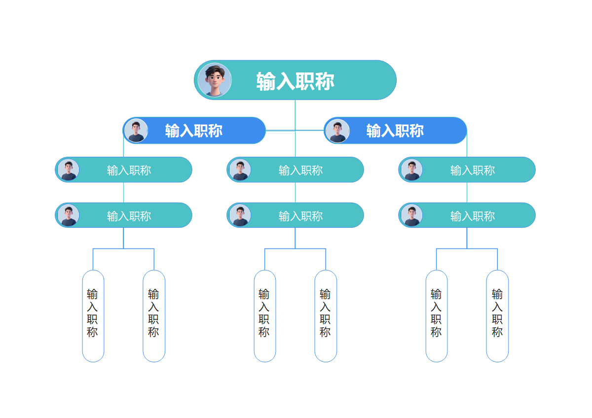 组织架构-蓝绿色横板企业组织架构word模板