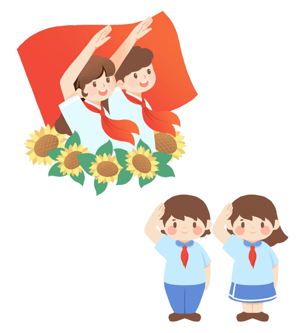 卡通爱国敬礼学生免扣素材