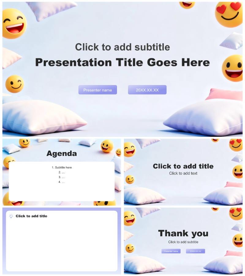 紫色简约风国际枕头大战日创意营销PPT主题模板