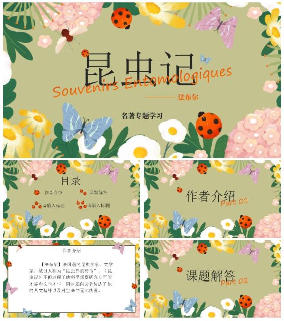 初中名著昆虫记课件PPT模板