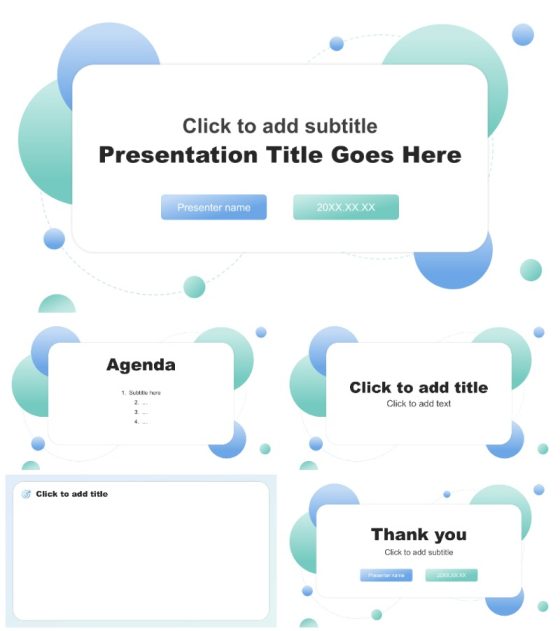 蓝绿几何简约风Q2季度复盘总结PPT主题模板