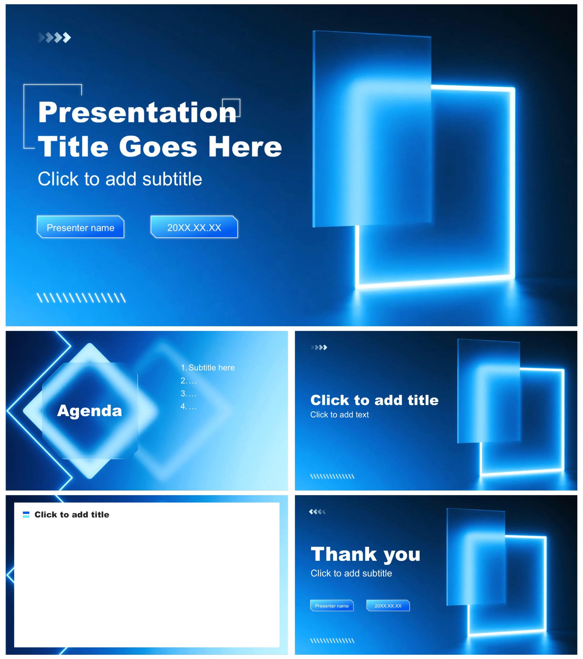 蓝色科技风大学生职业发展规划书PPT主题模板