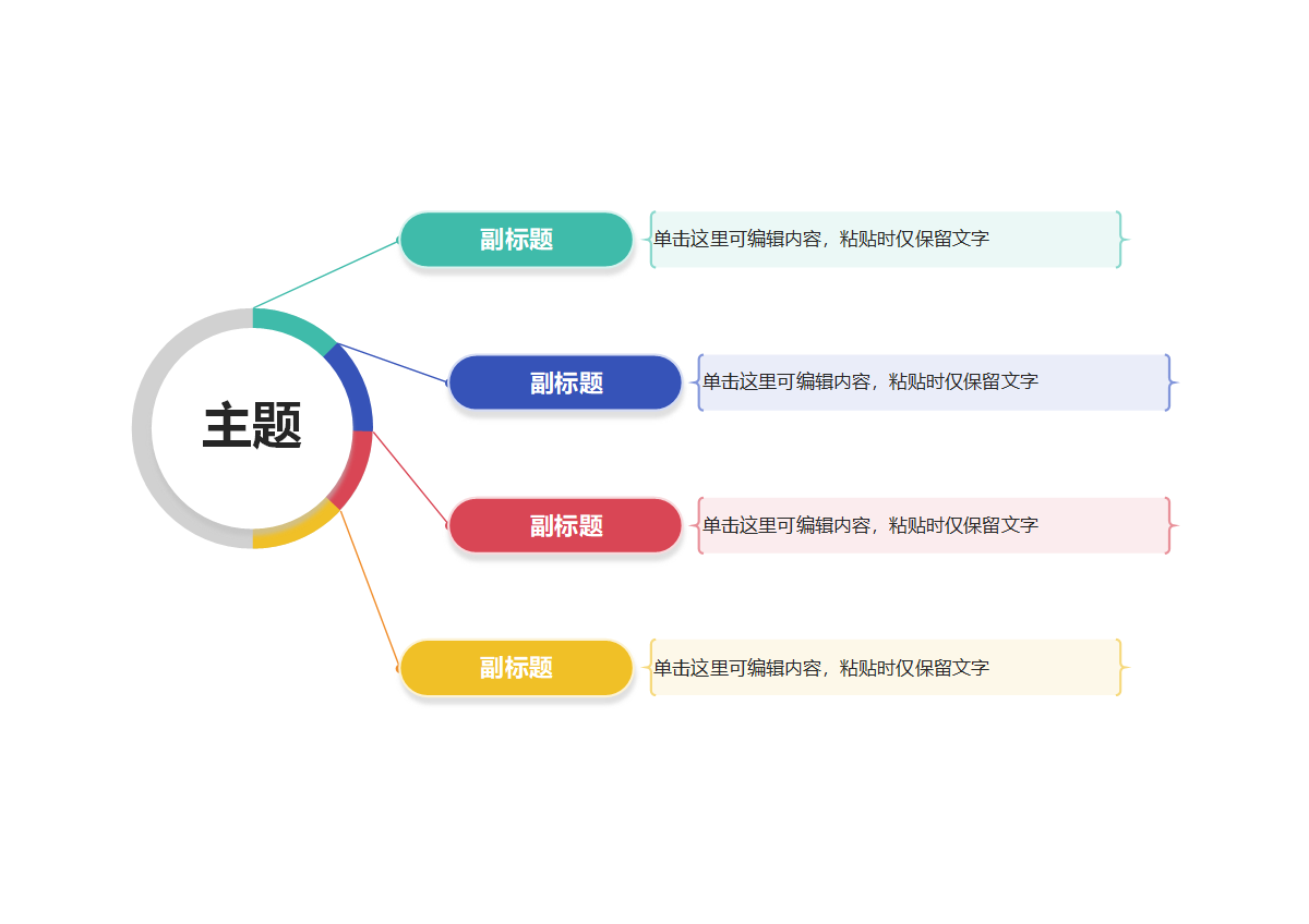 思维导图-彩色环形通用简约几何横板放射