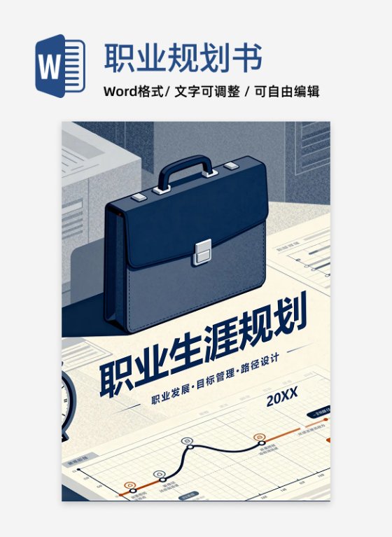 蓝色扁平商务插画风大学生职业生涯规划书