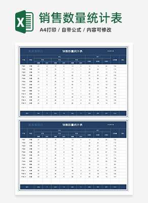 深蓝服装店销售数量统计表Excel模板