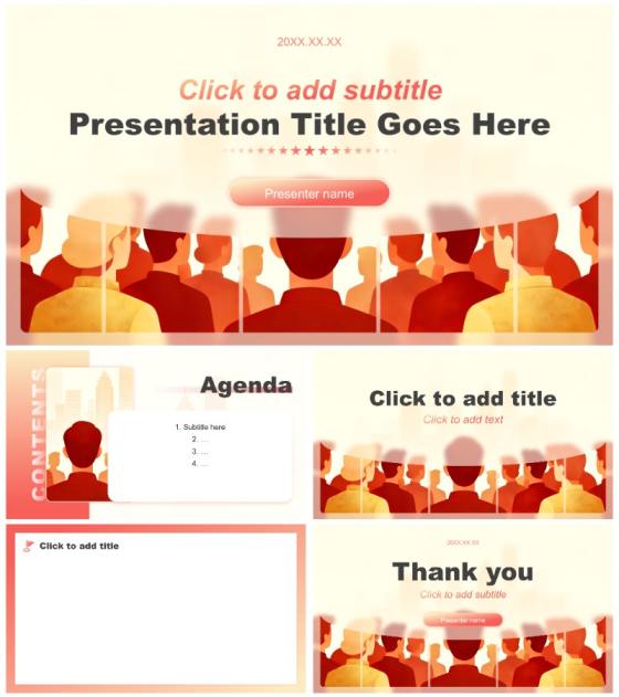 红色简约风两会经济发展解读分析PPT主题模板