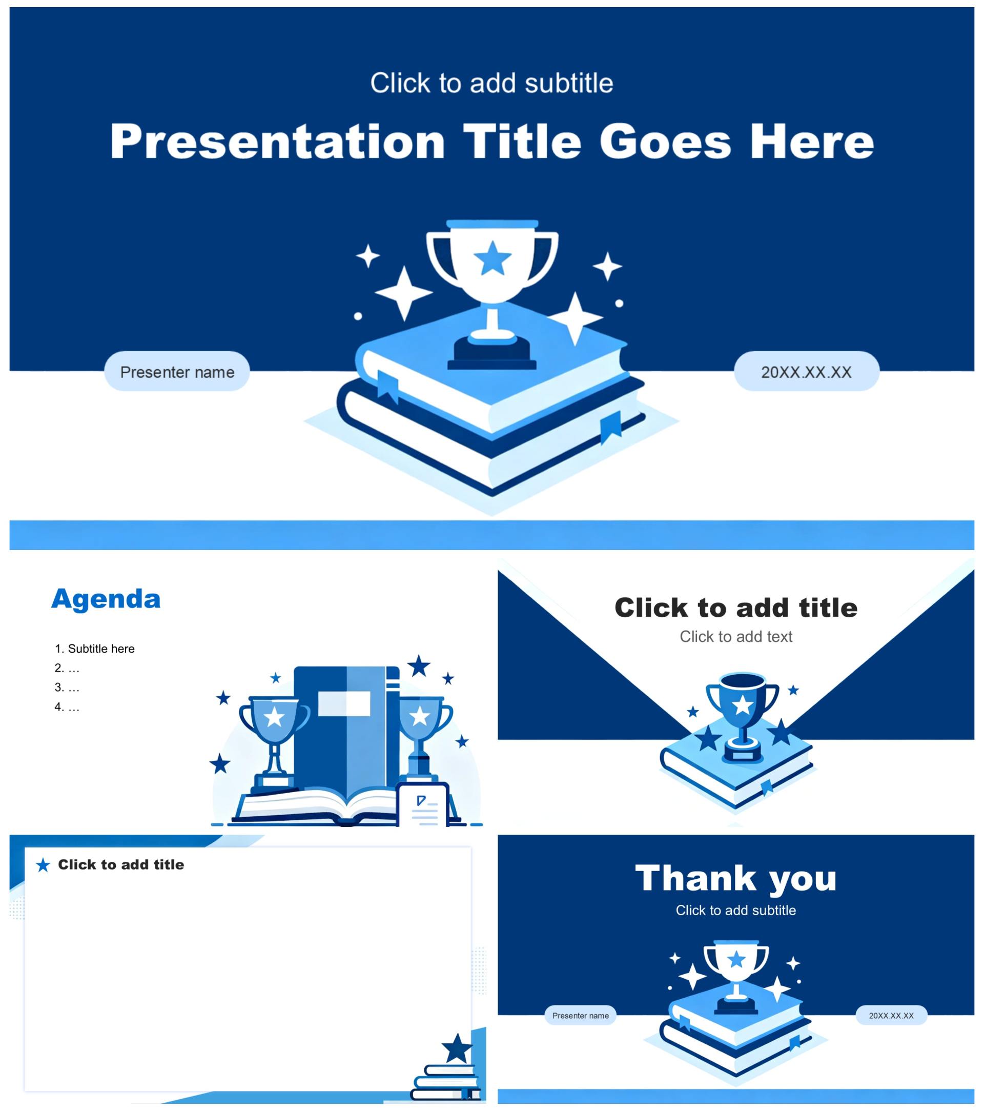 蓝色简约风奖学金答辩学术汇报PPT主题模板