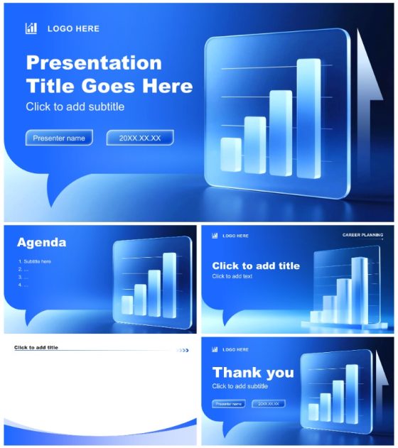 蓝色3D简约风大学生职业规划竞赛PPT主题模板