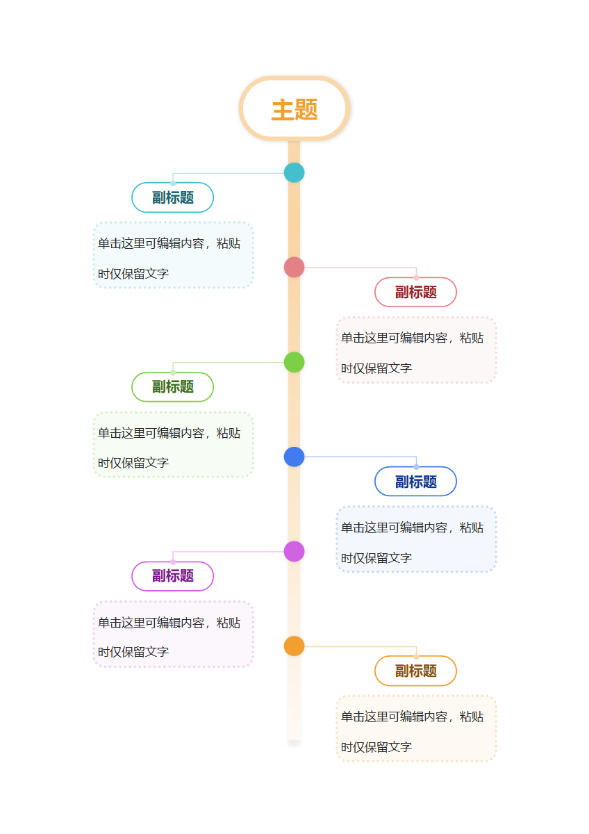 思维导图-竖版彩色几何轴线简约模板