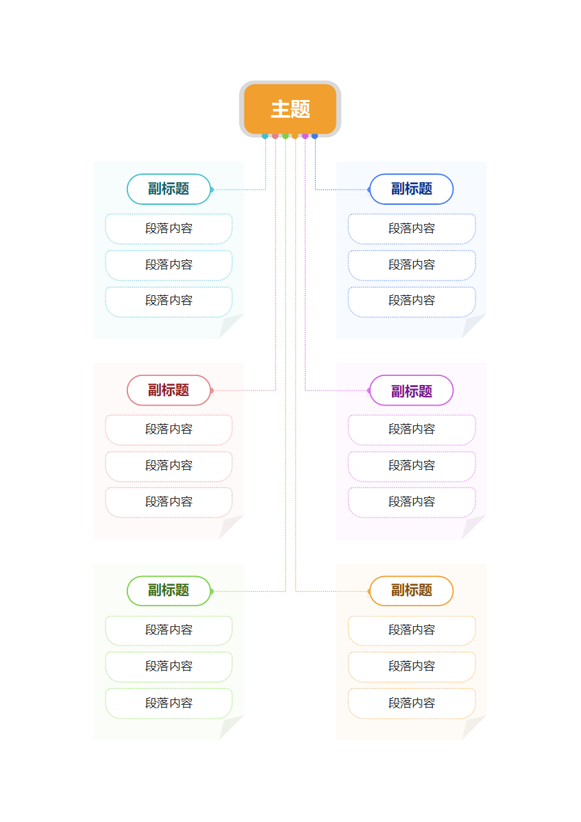思维导图-竖版彩色矩形便利贴简约几何模板简约