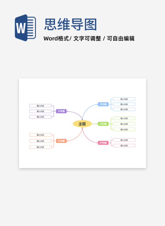 思维导图-彩色简约双向竖版思维导图