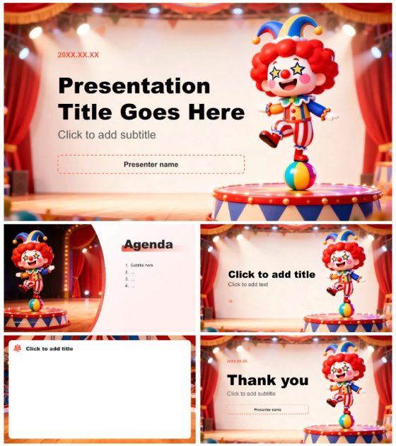 红蓝卡通风愚人节趣味活动策划PPT主题模板