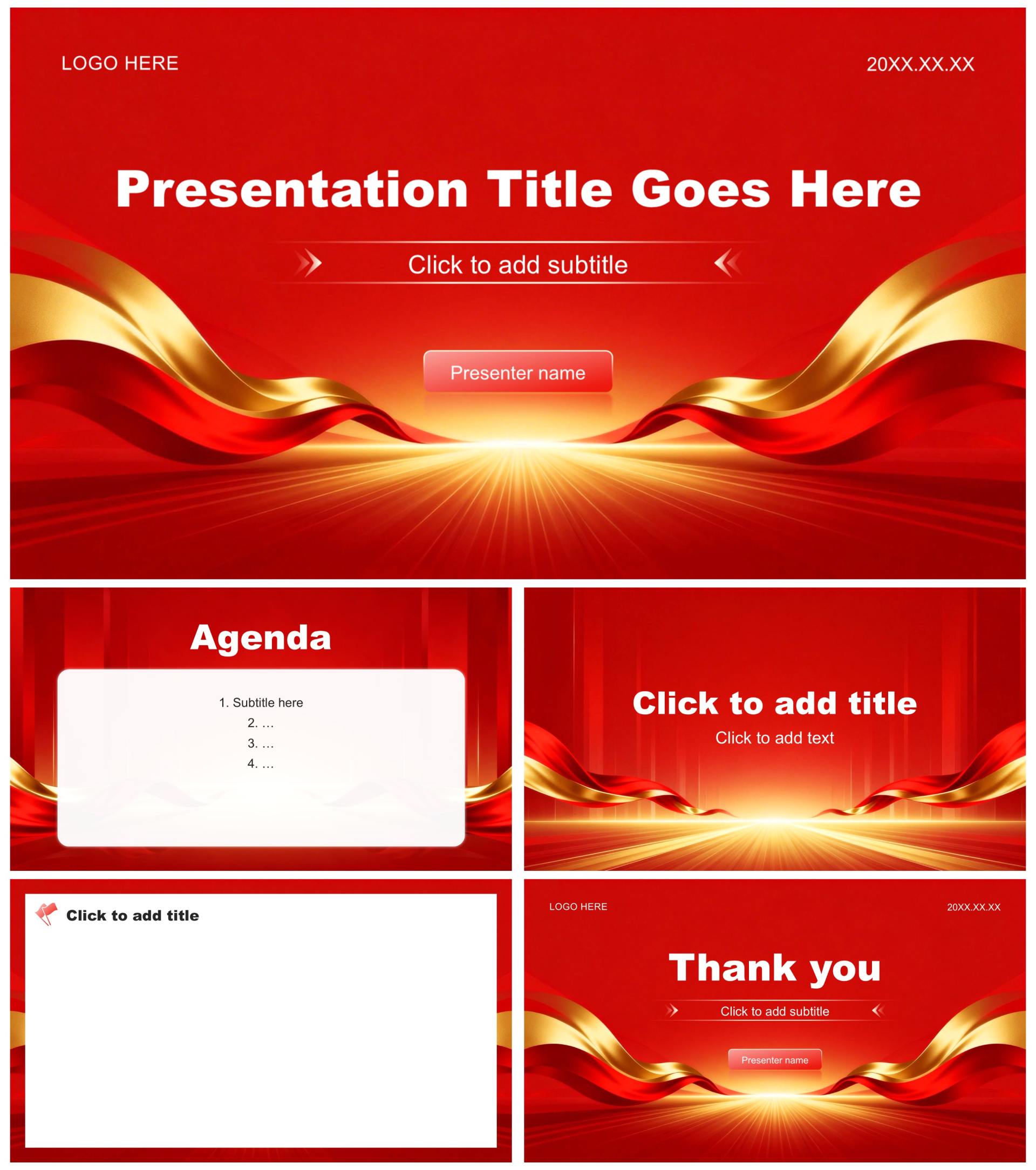 红色党政风政府两会工作报告解读分析PPT主题模板